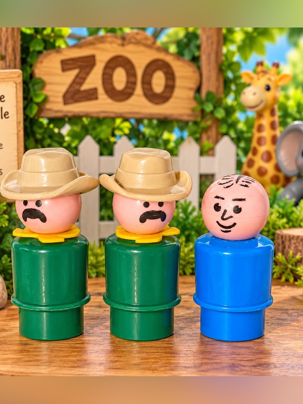 Vintage Fisher Price Little People Lot of 3 Zoo Keepers Dad Original Figures